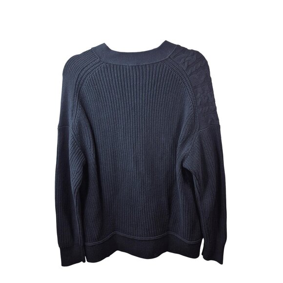 Cabi Sweater Womens L Blue Cotton Blend Textbook Cardigan V Neck Preppy Approxi - Picture 2 of 8